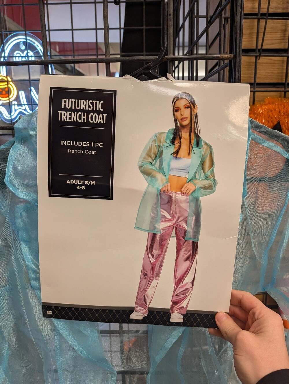 New Women's Blue Mesh Trench Coat